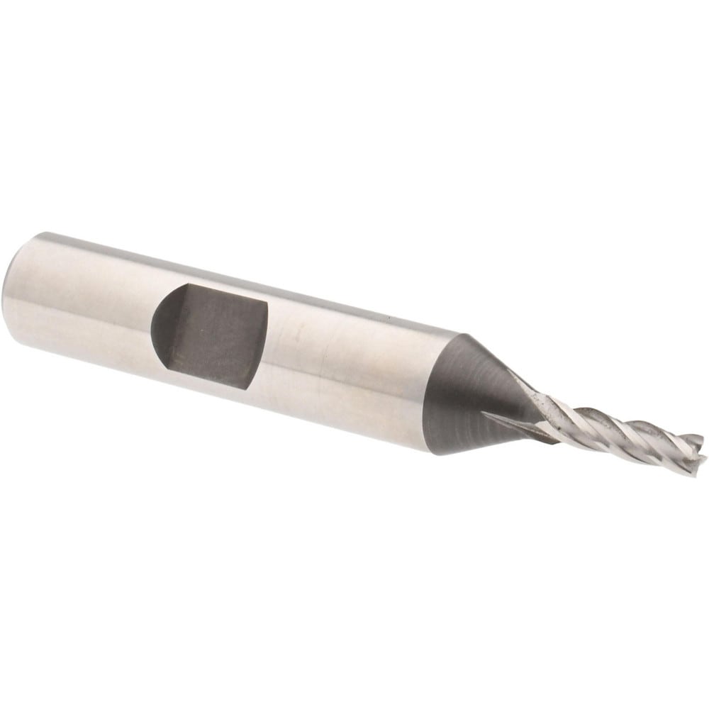 Accupro 39452 Square End Mill: 1/8 Dia, 3/8 LOC, 3/8 Shank Dia, 2-5/16 OAL, 4 Flutes, Powdered Metal 