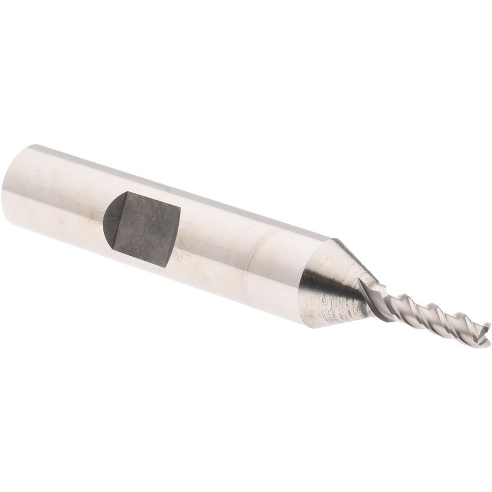 Accupro 39506 Square End Mill: 1/8 Dia, 3/8 LOC, 3/8 Shank Dia, 2-5/16 OAL, 3 Flutes, Powdered Metal 