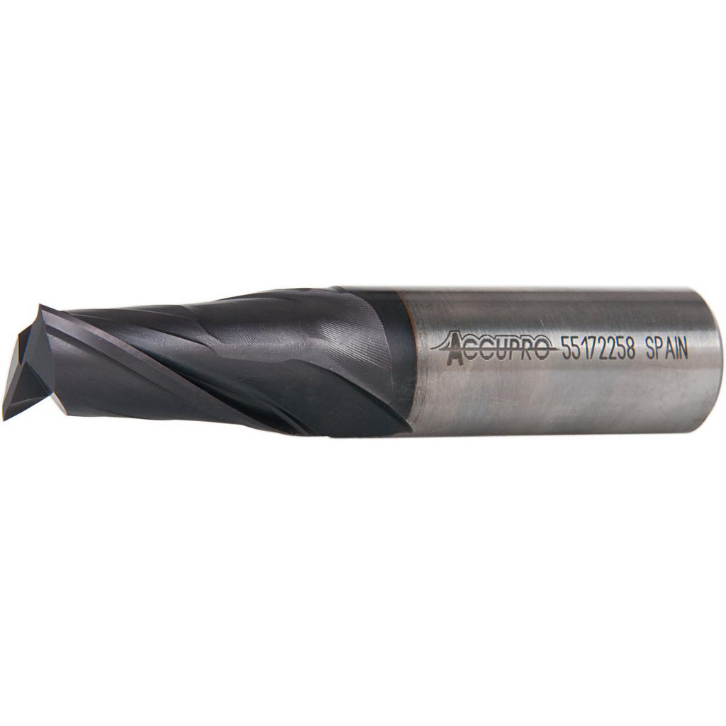 Accupro High Performance Milling Square End Mill: 3/4" Dia, 1-5/16" LOC - 3-9/16" OAL, 3/4" Shank Dia, 30 deg Helix, TiAlN Finish, Single End