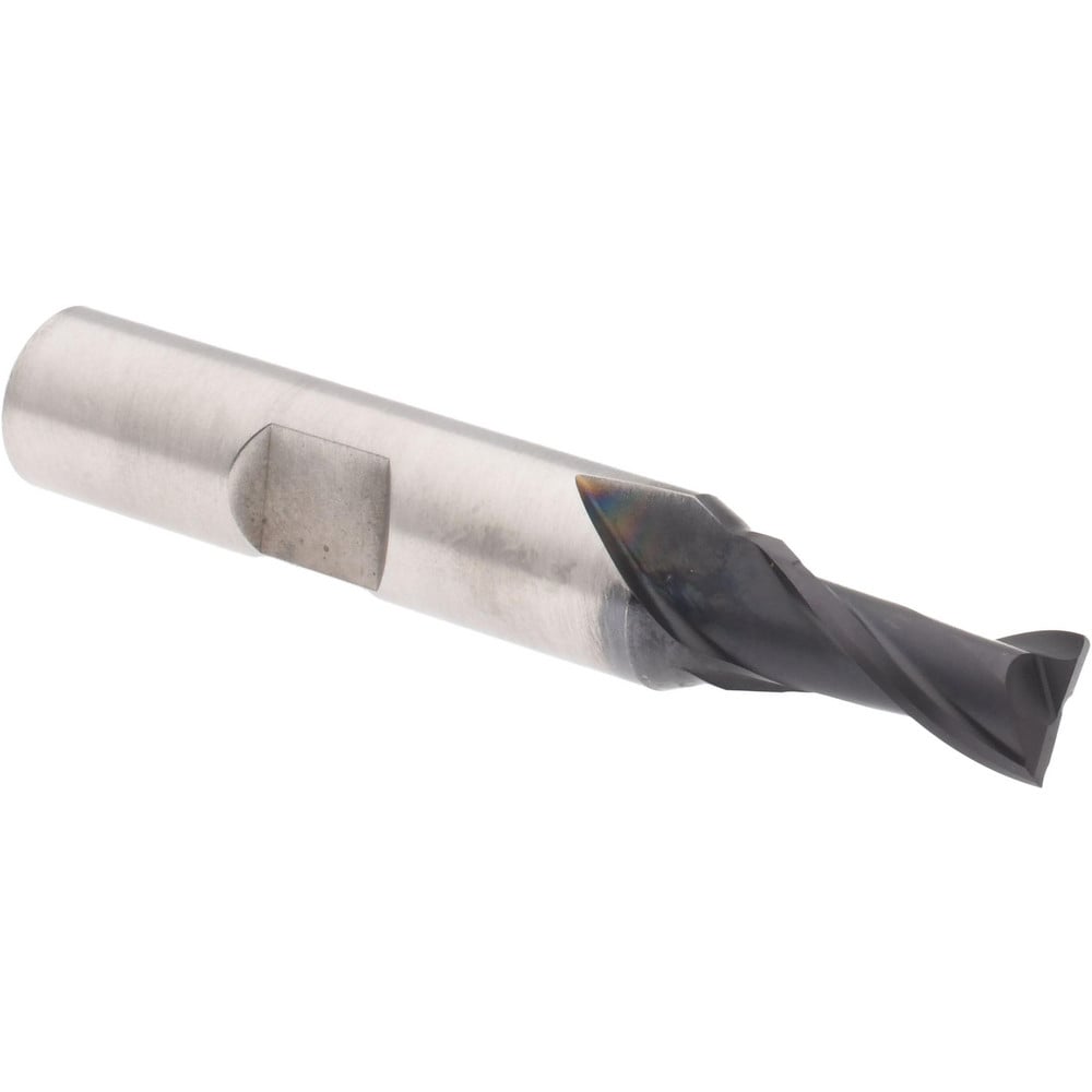 Accupro 39545 Square End Mill: 9/32 Dia, 9/16 LOC, 3/8 Shank Dia, 2-5/16 OAL, 2 Flutes, Powdered Metal 