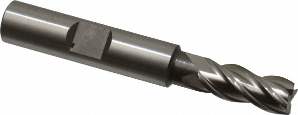 39445 Square End Mill: 5/16 Dia, 3/4 LOC, 3/8 Shank Dia, 2-1/2 OAL, 4 Flutes, Powdered Metal  