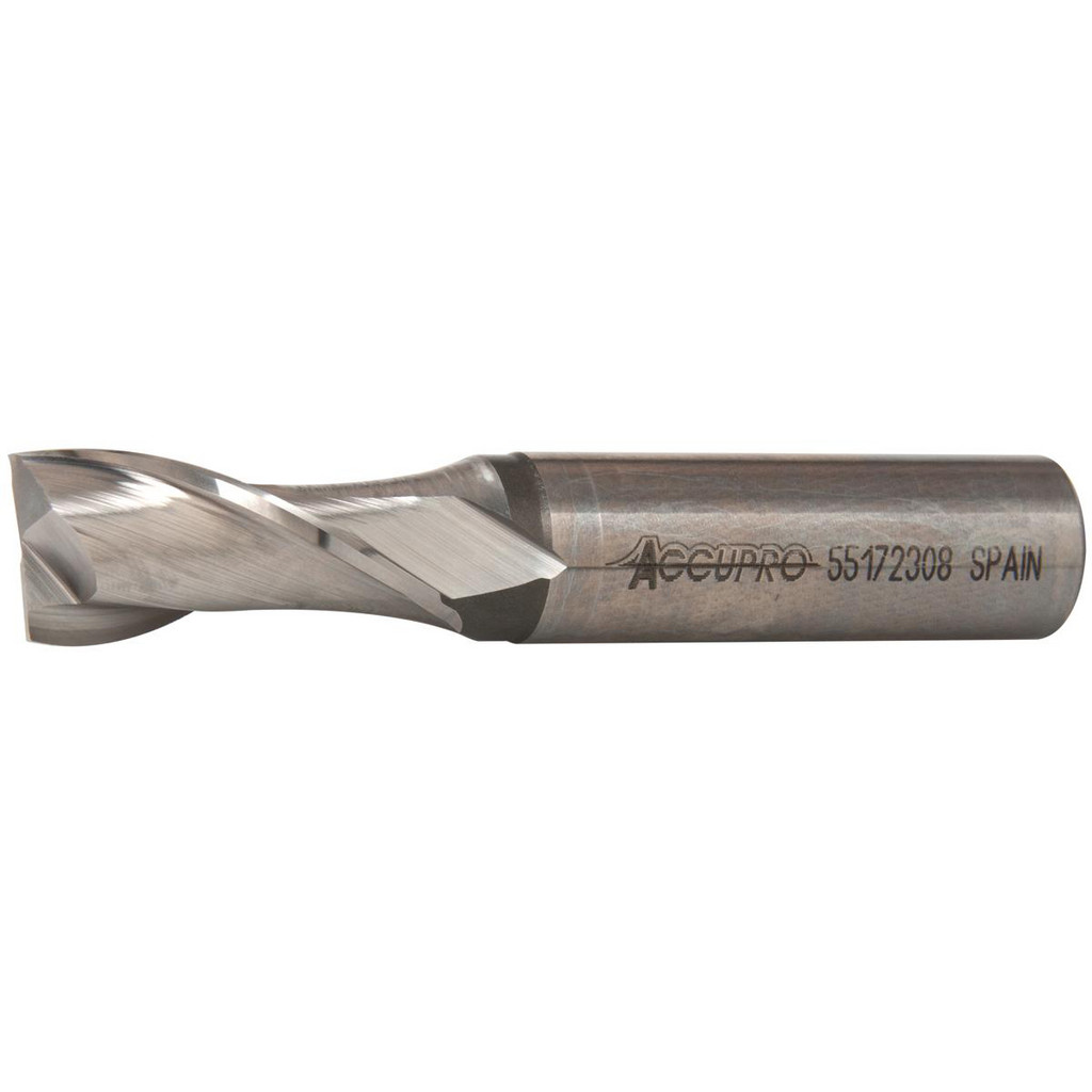 Accupro High Performance Milling Square End Mill: 5/8" Dia, 1-5/16" LOC - 3-7/16" OAL, 5/8" Shank Dia, 30 deg Helix, Bright/Uncoated Finish, Single