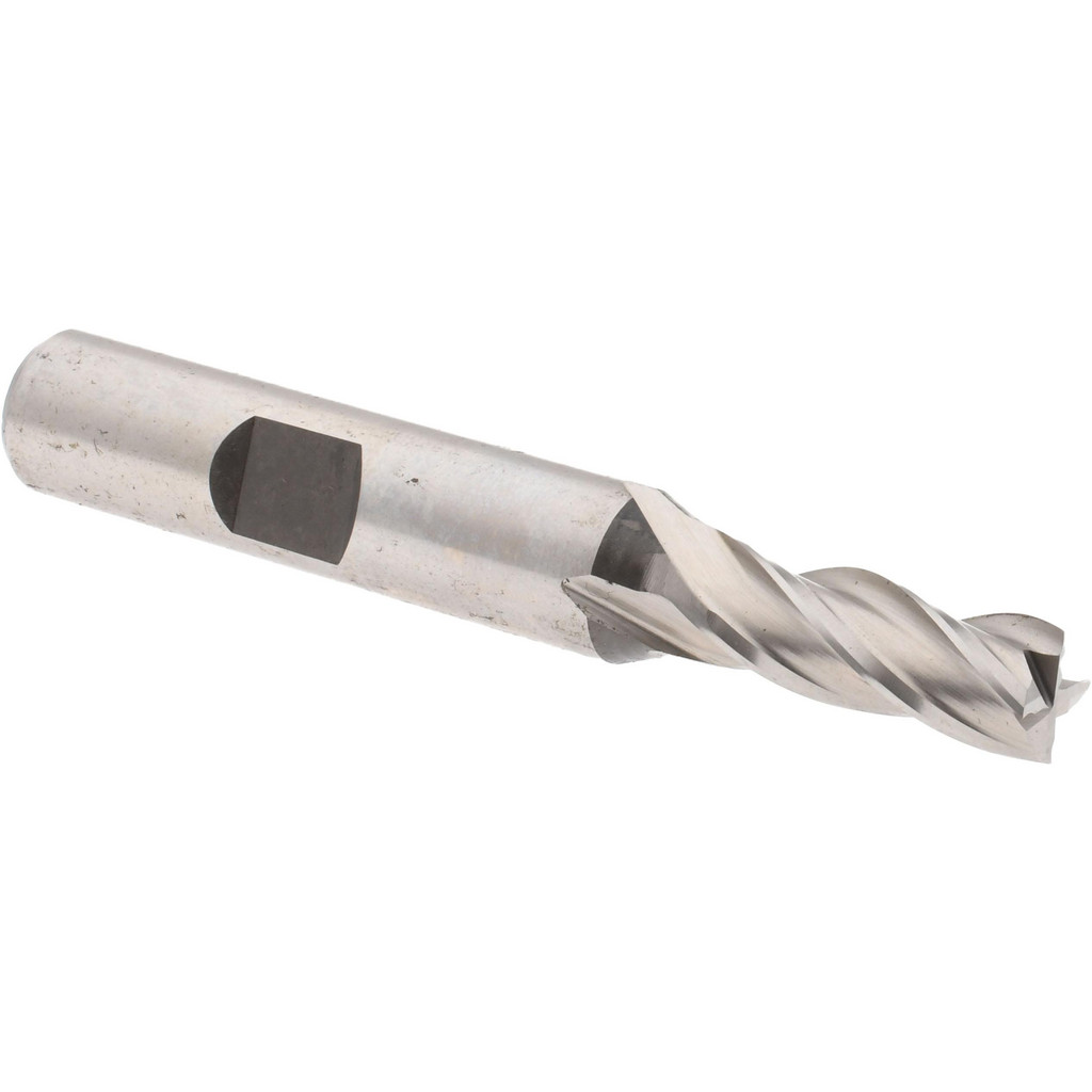 39457 Square End Mill: 9/32 Dia, 3/4 LOC, 3/8 Shank Dia, 2-1/2 OAL, 4 Flutes, Powdered Metal  