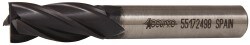 Accupro 39472 Square End Mill: 7/16 Dia, 1 LOC, 3/8 Shank Dia, 2-11/16 OAL, 4 Flutes, Powdered Metal 