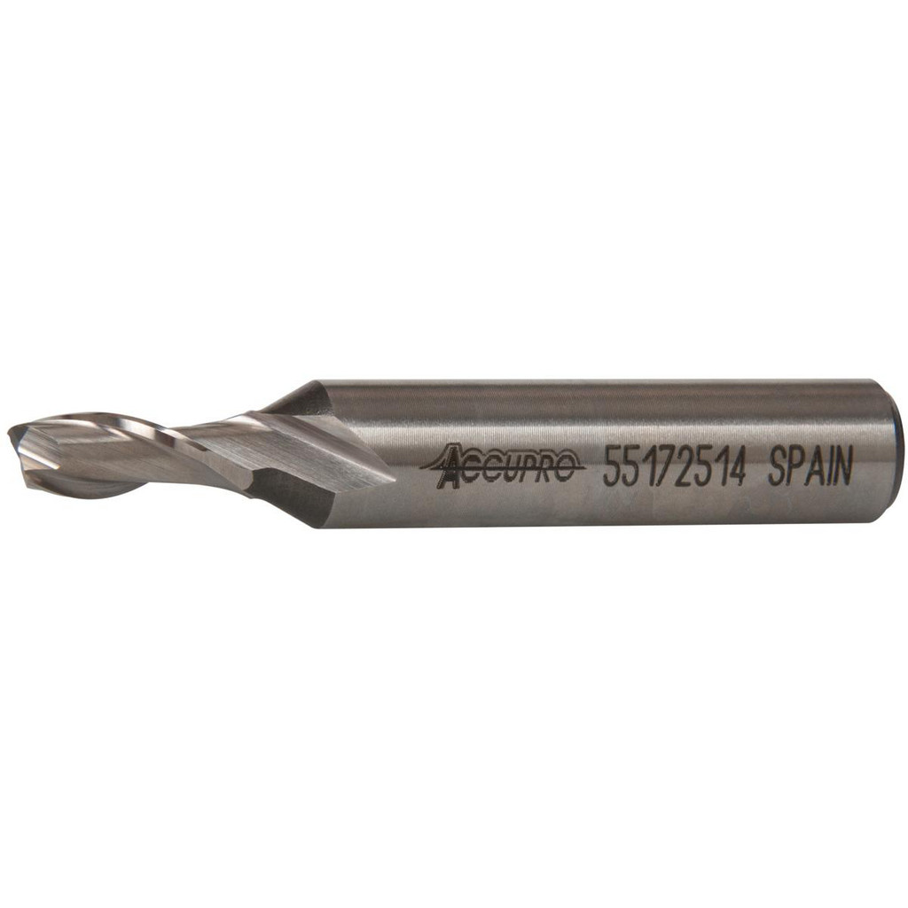 Accupro High Performance Milling Square End Mill: 7/32" Dia, 1/2" LOC - 2-5/16" OAL, 3/8" Shank Dia, 30 deg Helix, Bright/Uncoated Finish, Single