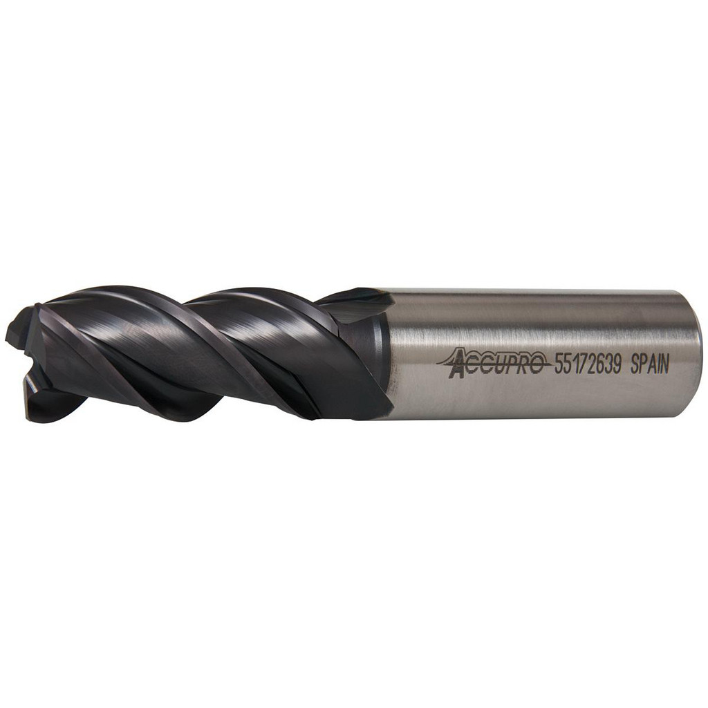 Accupro High Performance Milling Square End Mill: 3/4" Dia, 1-5/8" LOC - 3-7/8" OAL, 3/4" Shank Dia, 45 deg Helix, TiAlN Finish, Single End, Accupro