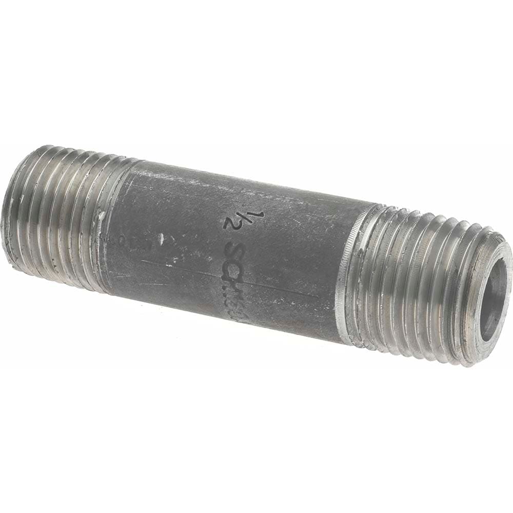 Black Pipe Nipple: 1/2" Dia x 3" Long, Schedule 160