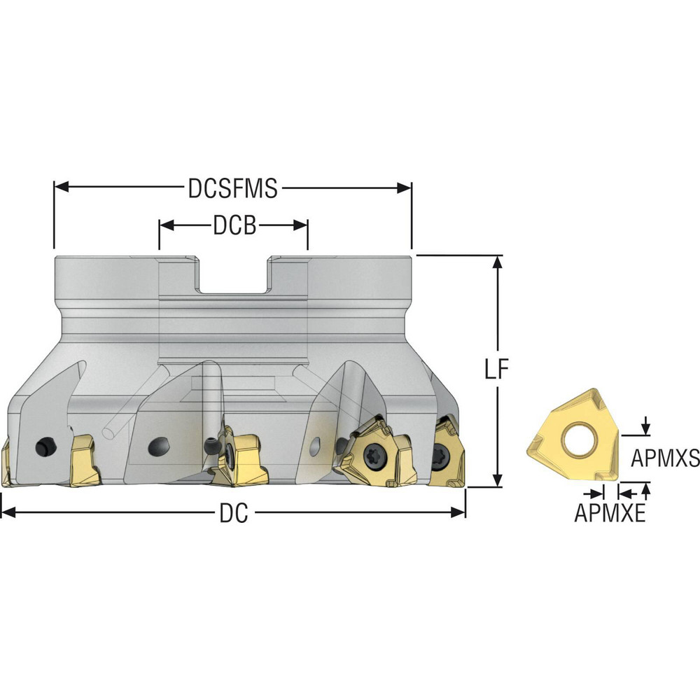Seco 4" Cut Diam, 11/2" Arbor Hole Diam, 0.295" Max Depth, Indexable
