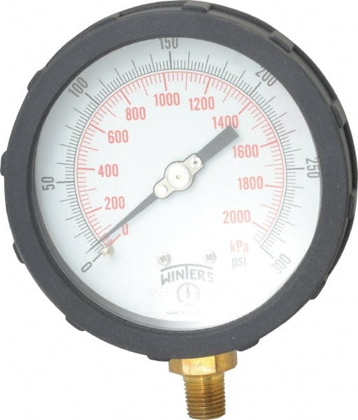 Winters PCC607C3Y4SGC Pressure Gauge: 4" Dial, 1/4" Thread, Lower Mount 