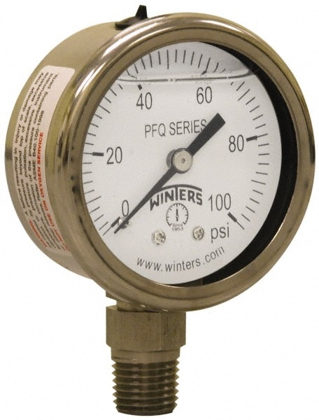 Pressure Gauge: 1-1/2" Dial, 1/8" Thread, Lower Mount