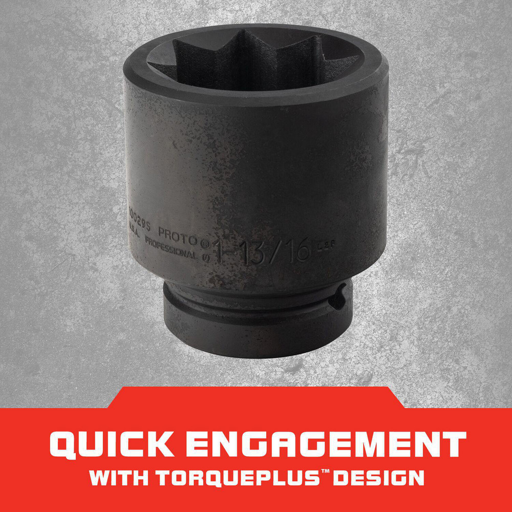 Proto - Impact Socket: 1″ Drive, 1-13/16″ Socket, Hex Drive