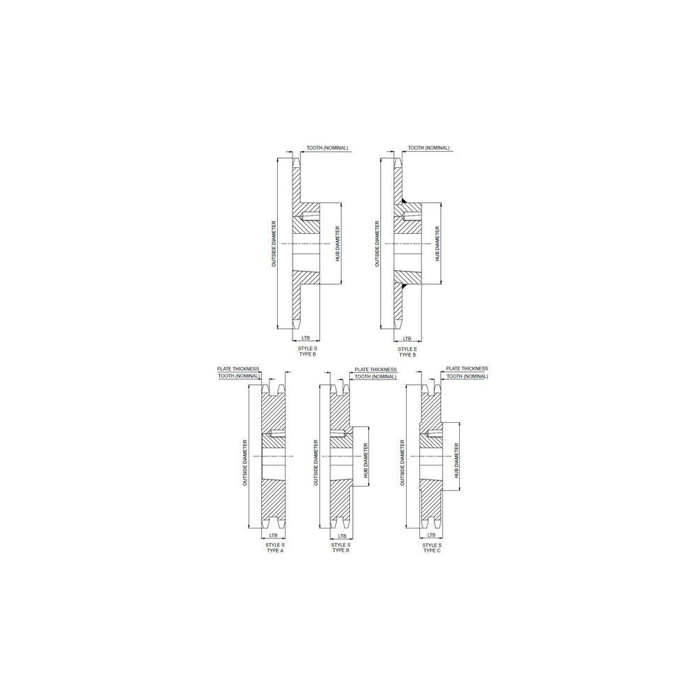 U.S. Tsubaki Taper Lock Sprocket 13 Teeth, 3/4" Pitch, 11/4" Bore Dia, 2.469" Hub Dia MSC