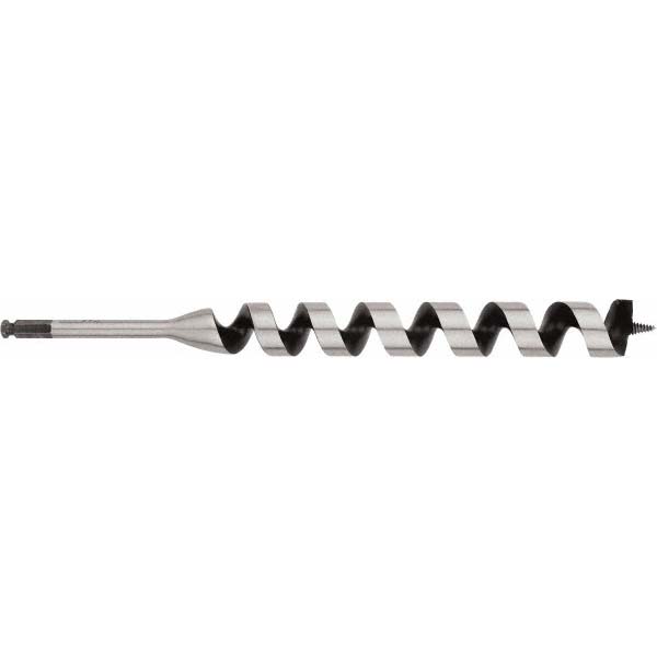 1-1/2", 7/16" Dia Hex Shank, 17" Overall Length with 15" Twist, Ship Auger Bit - Screw Point, High Speed Steel, Bright Finish, Extendable
