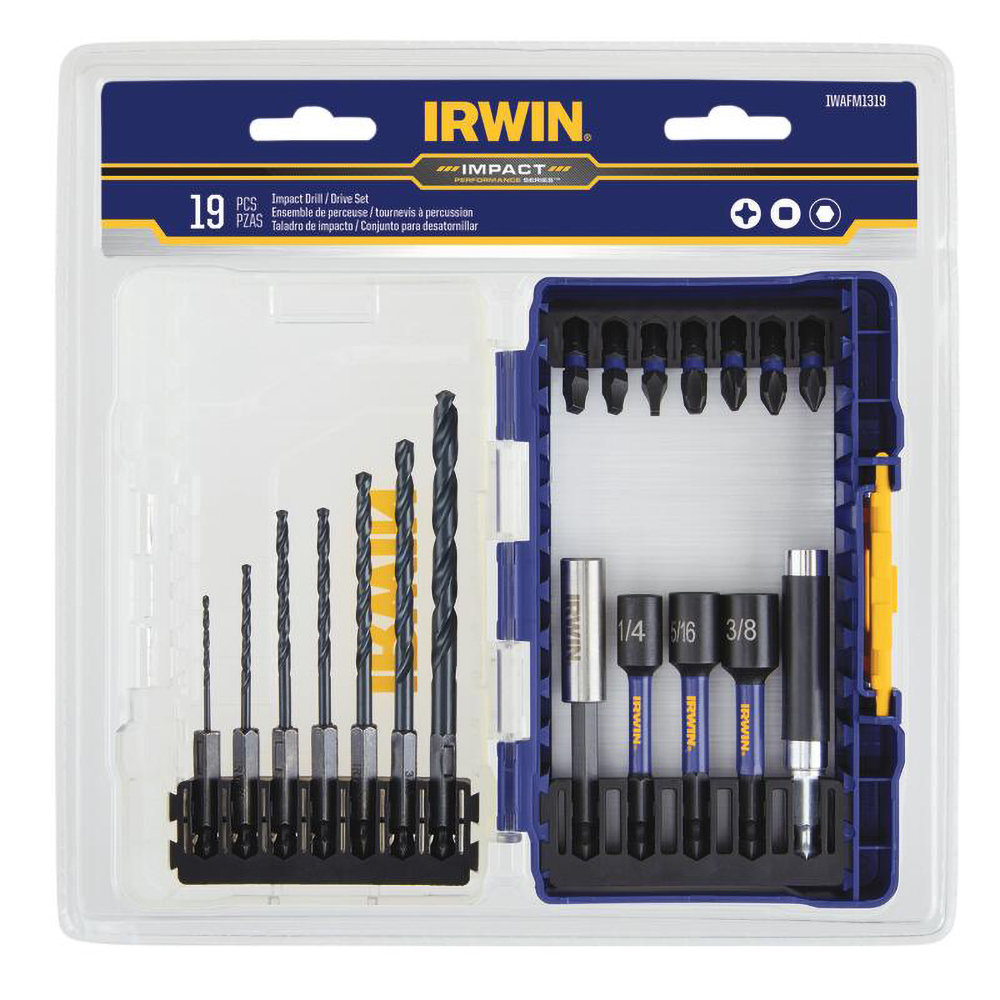 Irwin Drill Bit Set Jobber Length Drill Bits, 19 Pc, 0.0625" to 0.25