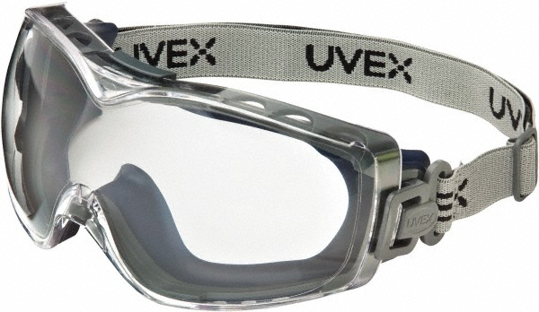 Safety Goggles: Anti-Fog & Scratch-Resistant, Clear Polycarbonate Lenses - Indirect Vent, Navy Frame, Size Universal