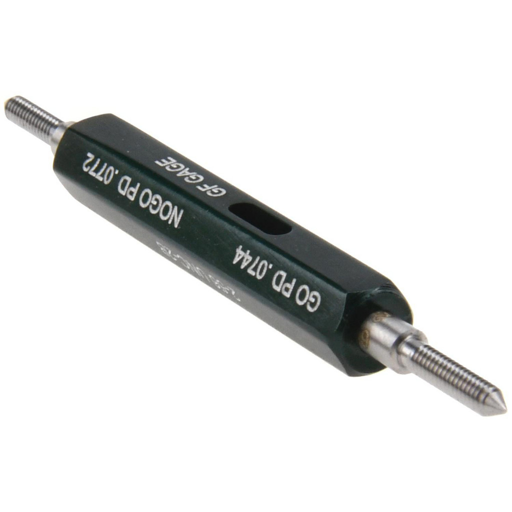 GF Gage Thread Plug Gage: #2-56, Class 2B, Double End, Go/No Go - 0.0744" Go Pitch Dia, 0.07720" No Go Pitch Dia, Handle Included | Part #W0086562BS