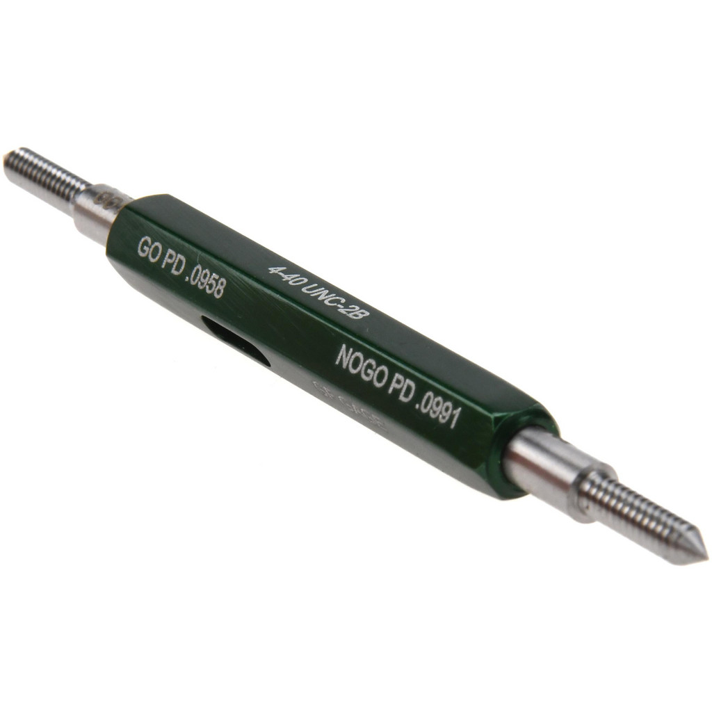 GF Gage Thread Plug Gage: #4-40, Class 2B, Double End, Go/No Go - 0.0958" Go Pitch Dia, 0.09910" No Go Pitch Dia, Handle Included | Part #W0112402BS