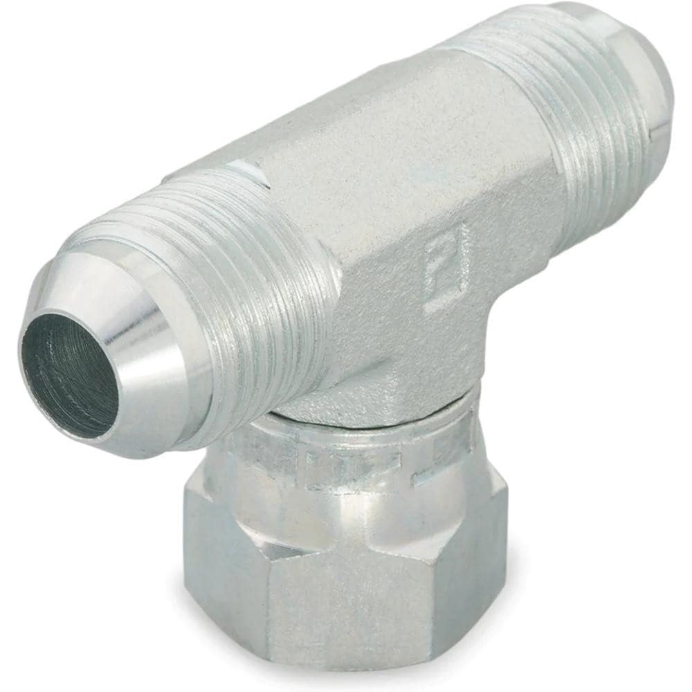 Steel Flared Tube Swivel Nut Branch Tee: 3/8" Tube OD, 37 ° Flared Angle