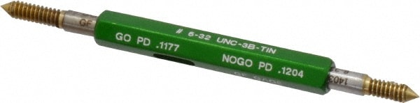 GF Gage W0138323BSTIN Plug Thread Gage: #6-32 Thread, 3B Class, Double End, Go & No Go Image