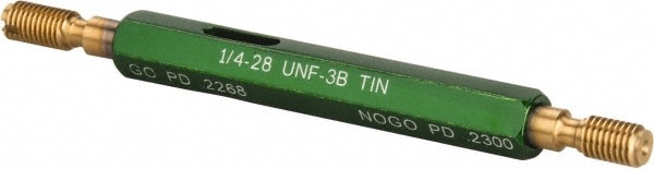 GF Gage W0250283BSTIN Plug Thread Gage: 1/4-28 Thread, 3B Class, Double End, Go & No Go Image