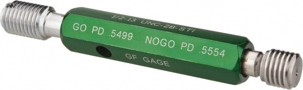 GF Gage H0500132BS 1/2-13 Thread, Steel, Screw Thread Insert (STI) Class 2B, Plug Thread Insert Go/No Go Gage Image