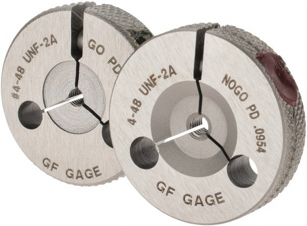 GF Gage R0112482AS Threaded Ring Gage: #4-48 Thread, UNF, Class 2A, Go & No Go Image