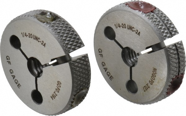 GF Gage R0250202AS Threaded Ring Gage: 1/4-20 Thread, UNC, Class 2A, Go & No Go Image