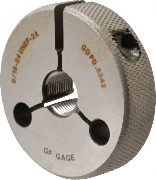 GF Gage R0562242AS Threaded Ring Gage: 9/16-24 Thread, UNEF, Class 2A, Go & No Go Image