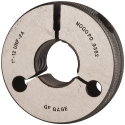 GF Gage R1000122AS Threaded Ring Gage: 1-12 Thread, UNF, Class 2A, Go & No Go Image