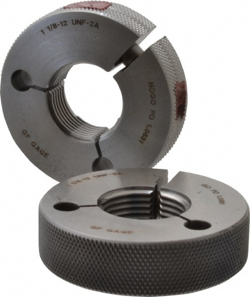 GF Gage R1125122AS Threaded Ring Gage: 1-1/8-12 Thread, UNF, Class 2A, Go & No Go Image