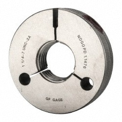 GF Gage R1250072AS Threaded Ring Gage: 1-1/4-7 Thread, UNC, Class 2A, Go & No Go Image