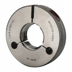 GF Gage R1375062AS Threaded Ring Gage: 1-3/8-6 Thread, UNC, Class 2A, Go & No Go Image