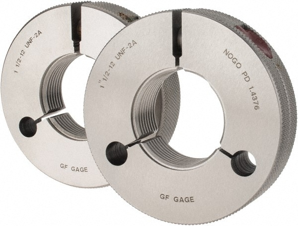 GF Gage R1500122AS Threaded Ring Gage: 1-1/2-12 Thread, UNF, Class 2A, Go & No Go Image