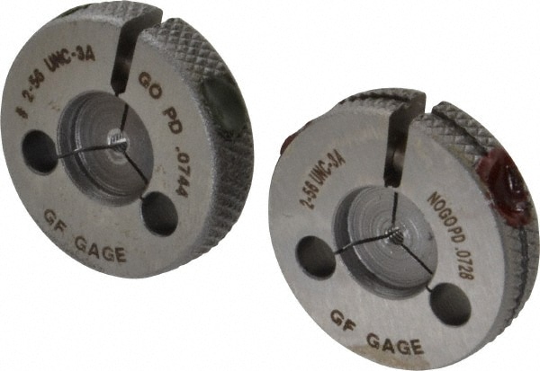 GF Gage R0086563AS Threaded Ring Gage: #2-56 Thread, UNC, Class 3A, Go & No Go Image