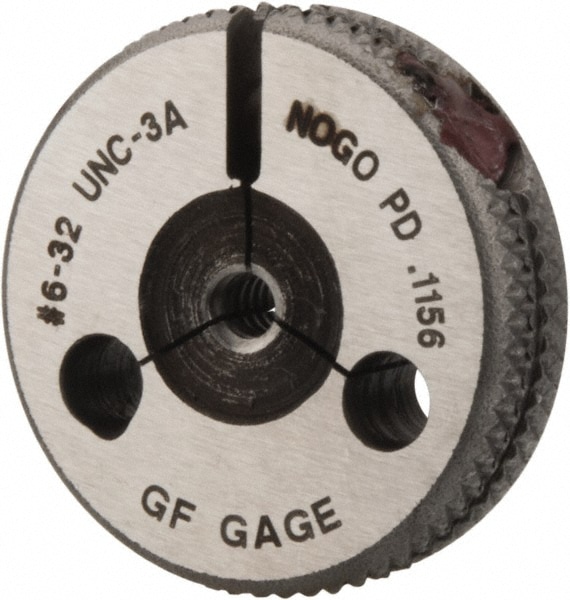 GF Gage R0138323AS Threaded Ring Gage: #6-32 Thread, UNC, Class 3A, Go & No Go Image