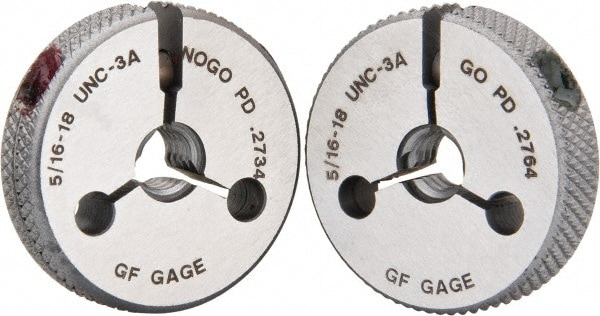 GF Gage R0312183AS Threaded Ring Gage: 5/16-18 Thread, UNC, Class 3A, Go & No Go Image