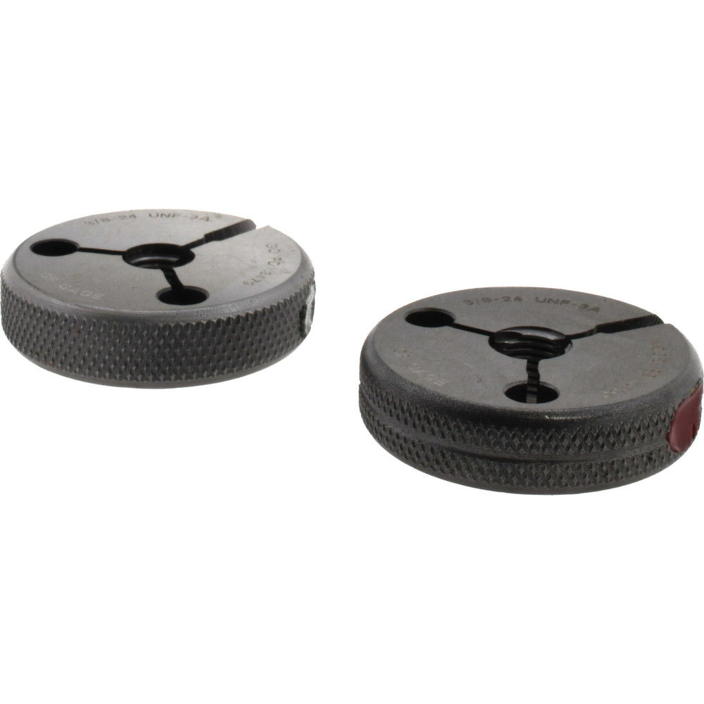 Threaded Ring Gage: 3/8-24 Thread, UNF, Class 3A, Go & No Go