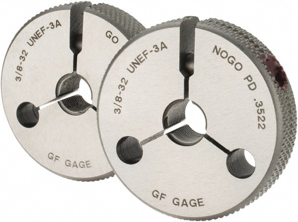 GF Gage R0375323AS Threaded Ring Gage: 3/8-32 Thread, UNEF, Class 3A, Go & No Go Image