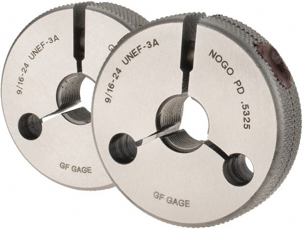 GF Gage R0562243AS Threaded Ring Gage: 9/16-24 Thread, UNEF, Class 3A, Go & No Go Image