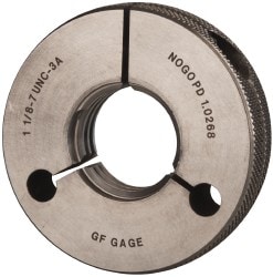 GF Gage R1125073AS Threaded Ring Gage: 1-1/8-7 Thread, UNC, Class 3A, Go & No Go Image