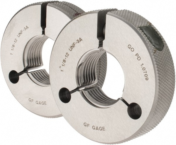 GF Gage R1125123AS Threaded Ring Gage: 1-1/8-12 Thread, UNF, Class 3A, Go & No Go Image