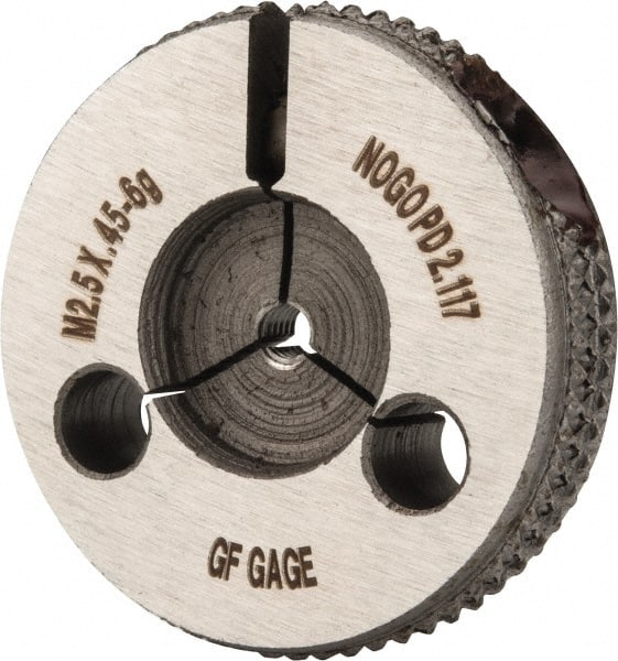 GF Gage R0250456GNK Threaded Ring Gage: M2.5 x 0.45 Thread, Class 6G, No Go 