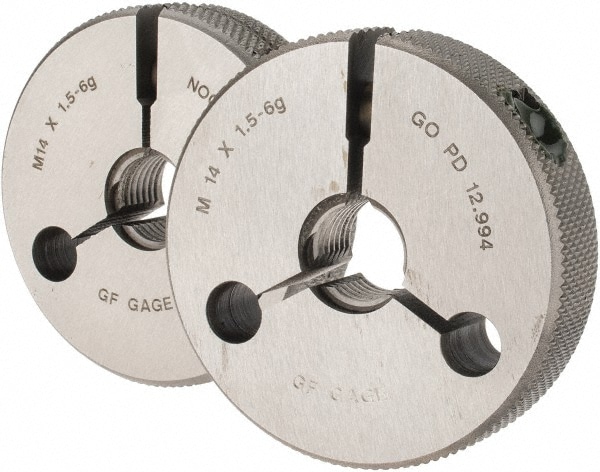 GF Gage R1401506GS Threaded Ring Gage: M14 x 1.50 Thread, Metric, Class 6G, Go & No Go Image