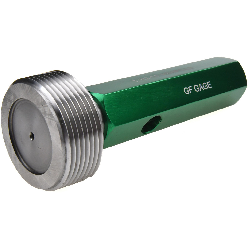 GF Gage Pipe Thread Plug Gage: Tapered, 1-1/2-11-1/2, Class L-1, Single End - Handle Size 5, Includes Handle | Part #P150099NSE