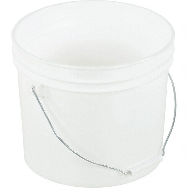 Buckets & Pails; Capacity: 2 gal (US); Body Material: High-Density Polyethylene; Style: Single Pail; Shape: Round; Color: White; Handle: Yes; Lid: No Lid; For Use With: Storage; Shipping; Handle Material: Steel; Height (mm): 9.25 in; Container Size Compat