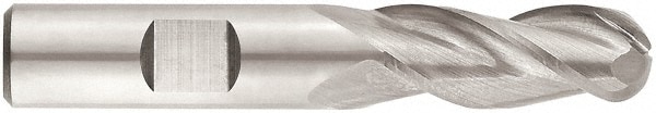 Ball End Mill: 3/4" Dia, 1-5/8" LOC, 3 Flute, Solid Carbide