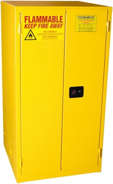 PRO-SAFE CAB-F60G-M2D Flammable & Hazardous Storage Cabinets: 60 gal Drum, 2 Door, 2 Shelf, Manual Closing, Yellow Image