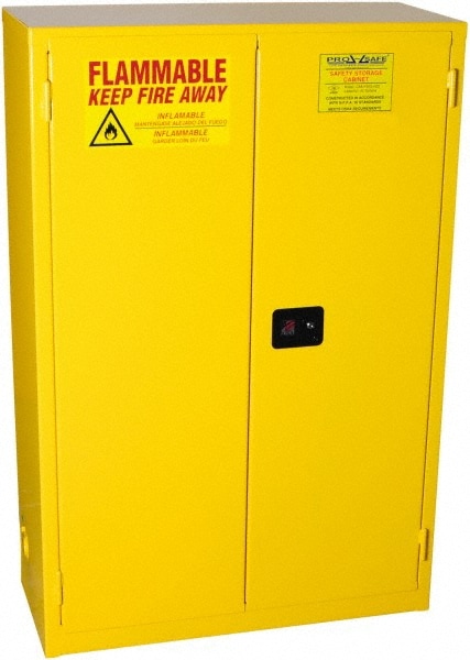 PRO-SAFE CAB-F45G-M2D Flammable & Hazardous Storage Cabinets: 45 gal Drum, 2 Door, 2 Shelf, Manual Closing, Yellow Image