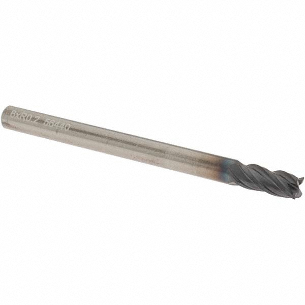 OSG HP434-2360 Corner Radius End Mill: 0.2362" Dia, 0.5118" LOC, 0.0079" Radius, 4 Flutes, Solid Carbide Image