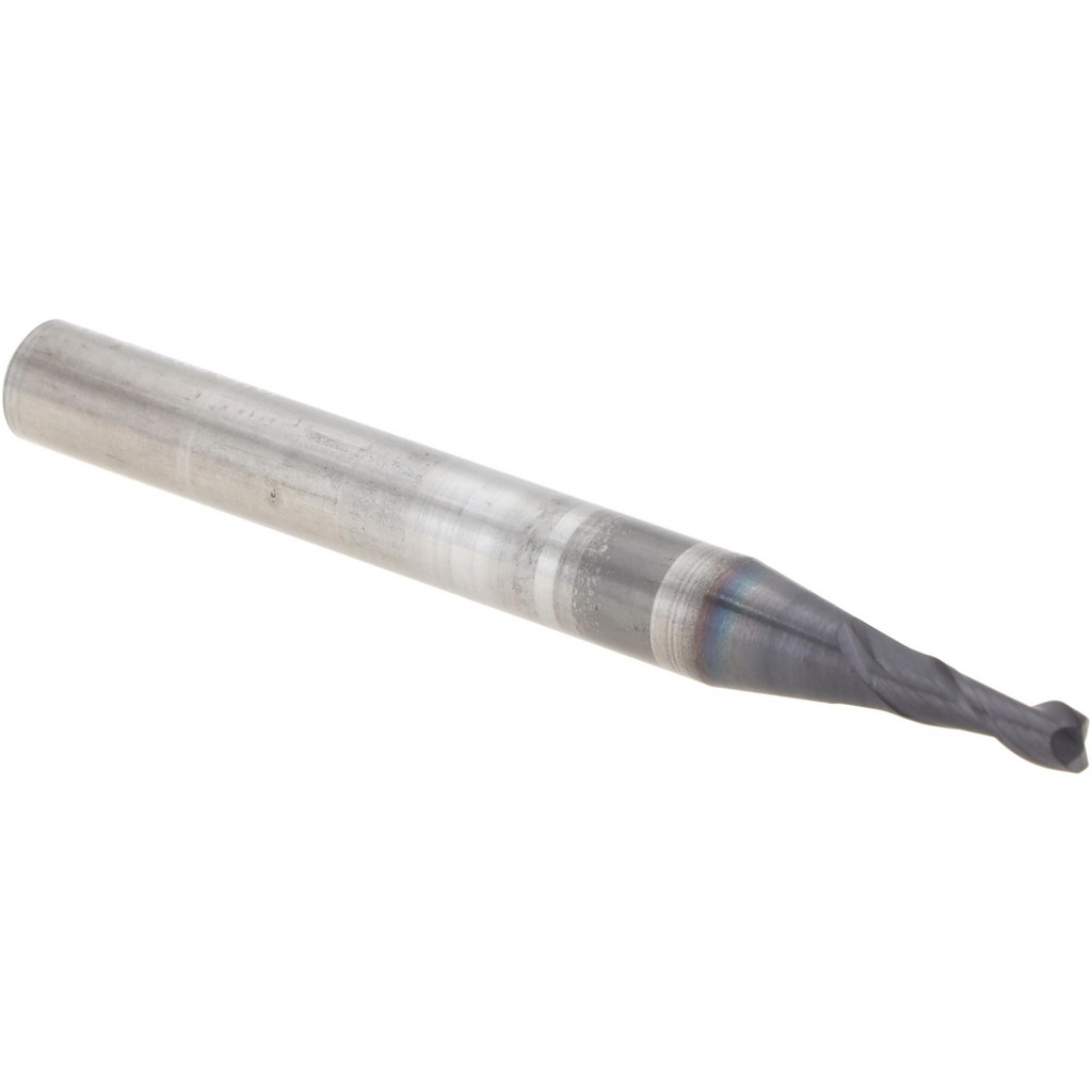 OSG Corner Radius End Mill: 3.00 mm Dia, 8.00 mm LOC, 0.50 mm Corner Radius, 2 Flute, Solid Carbide - 60.00 mm OAL, 35 deg Helix, TiAlN Finish